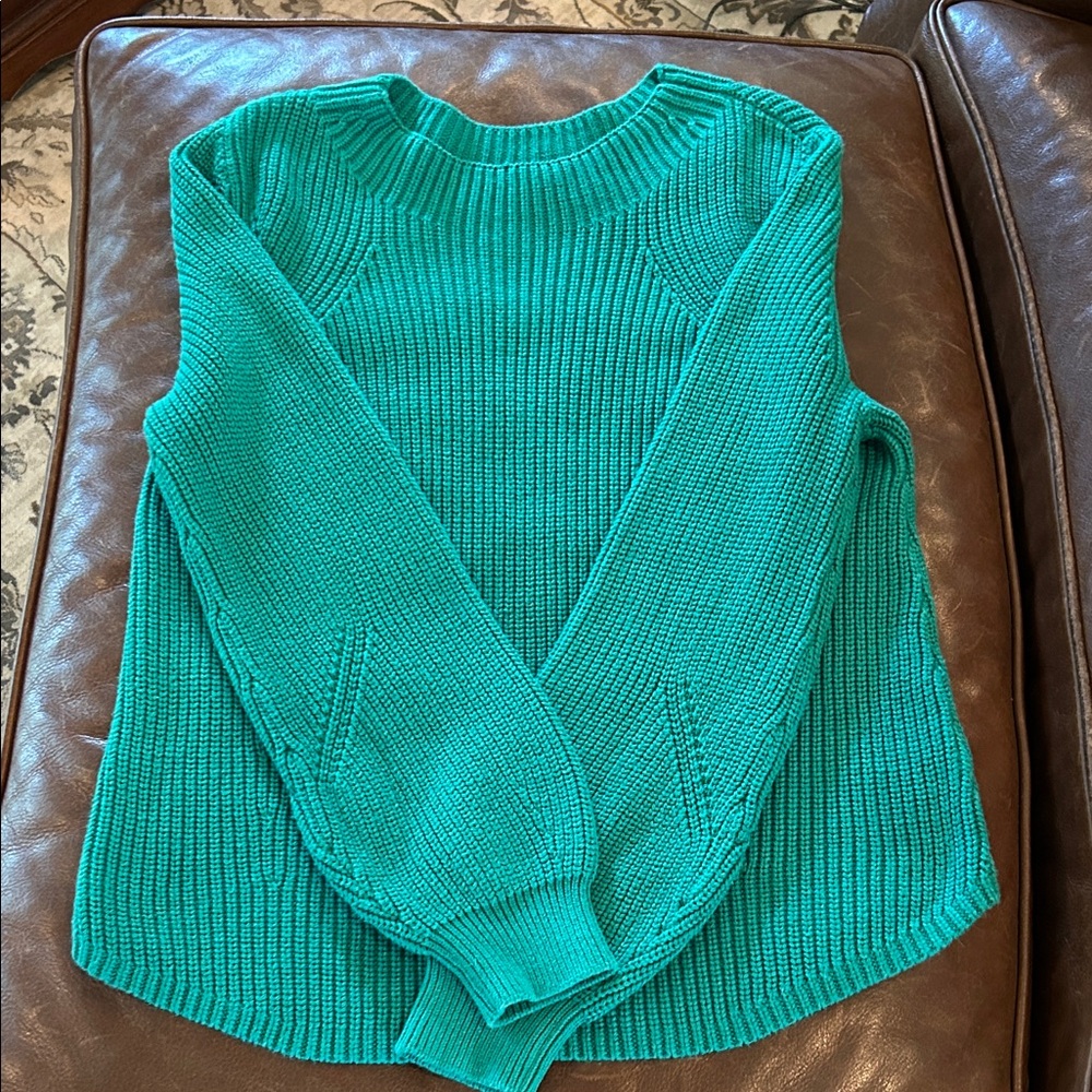 Gap 100% Cotton Shaker Crewneck Sweater in Deluxe Green Size L